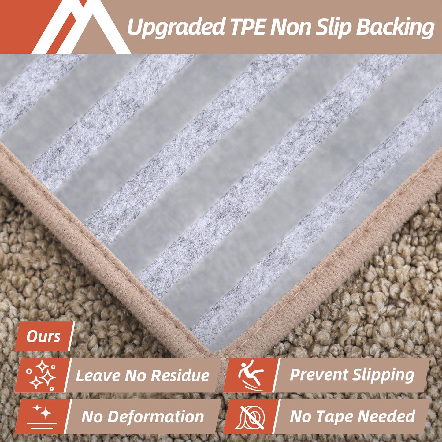 COSY HOMEER Edging Stair Treads Non-Slip Carpet Mat 28inX9in Indoor Stair Runners for Wooden Steps, Edging Stair Rugs for Kids and Dogs, 100% Polyester TPE Backing (7pc, Beige)
