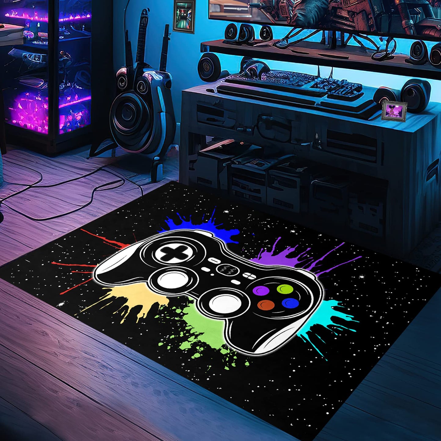 Gamer Rugs for Boys Bedroom Cartoon Painting Gaming Rug for Teens Cool Game Room Decor Gaming Carpet for Dining Living Room Playroom Floor Mats, 2'x3'