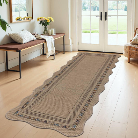 U'Artlines Hallway Runner Rug, 2'x6' Non Slip Washable Jute Kitchen Rug, Farmhouse Floor Carpet Runners for Kitchen, Entryway, Bathroom, Laundry Room, Indoor Home Decor (Colorful)