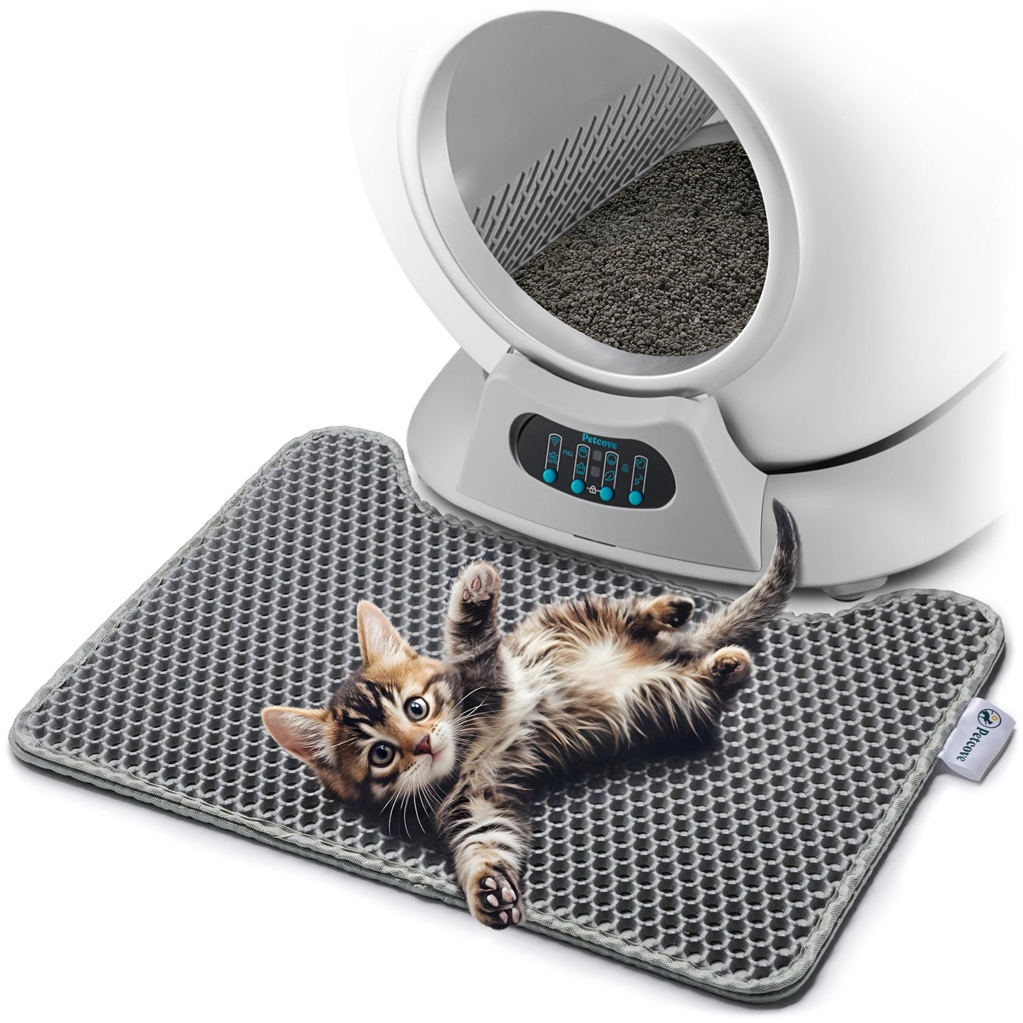 Cat Litter Mat – 19.7" x 15.8" Small Honeycomb Dual-Layer Litter Trapping Mat - Waterproof, Urine Resistant, Non-Slip, Quick Clean Floor Guard for Indoor Kitty Boxes