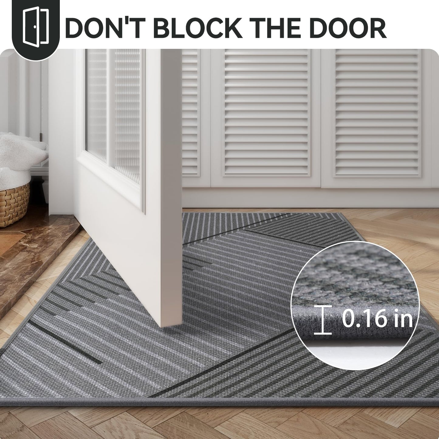 QiCaiJia Front Door Mat 31''x47'', Non Slip Absorbent Dirt Resist Washable Low-Profile Indoor Doormat, Easy Clean Welcome Entryway Door Mats, Grey