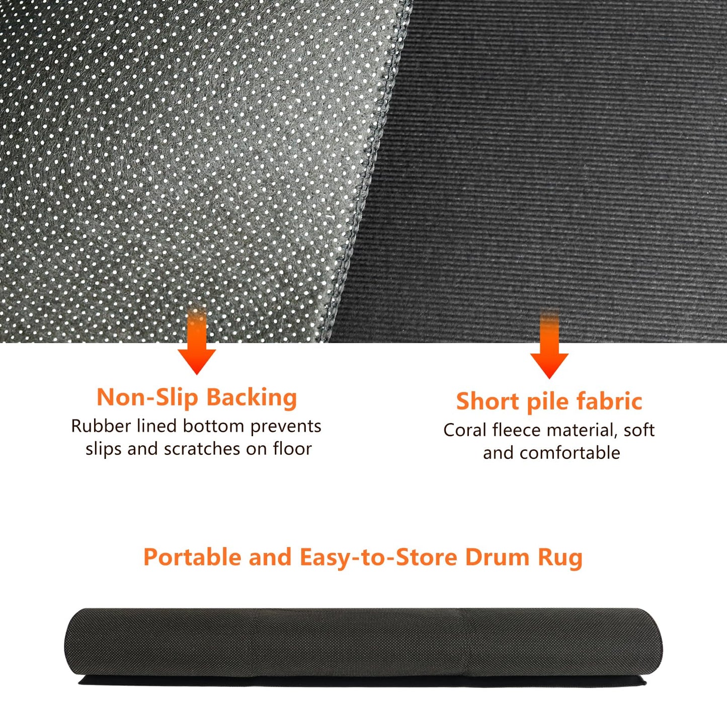 Tasidingster 4x6ft Drum Rug, 5mm Thickened Soundproof Music Rug for Drummers, Drum Rug Mat with Non-Slip Grip Bottom, Drum Carpet for Electric and Jazz Drum Sets, Drum Accessories Gift for Drummers
