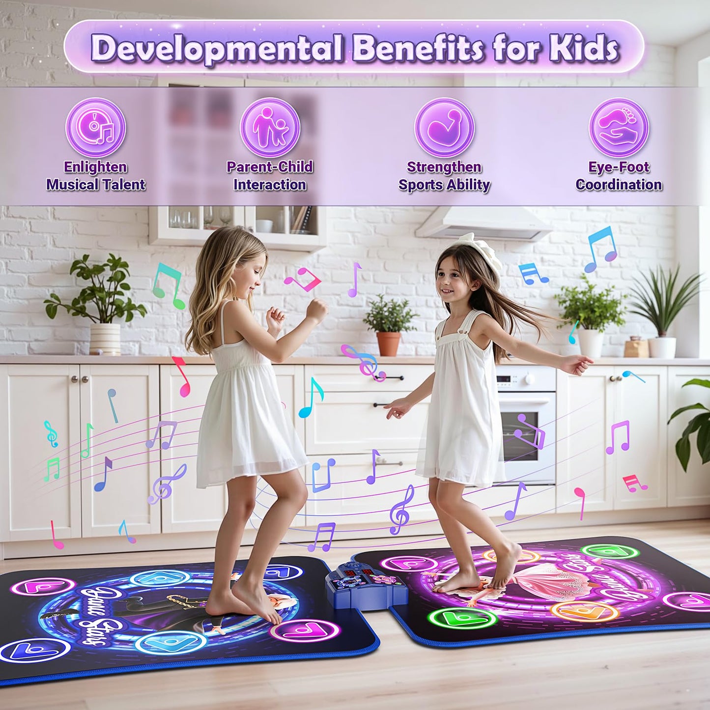 Dance Mat Toys for 3-12 Year Old Girls Boys, Dance Mat for Kids with Light Up 12-Buttons & 5 Game Modes, 2 Player Electronic Dance Pad Toys, Birthday Xmas Gifts for 3 4 5 6 7 8 9 10+ Year Old Kids