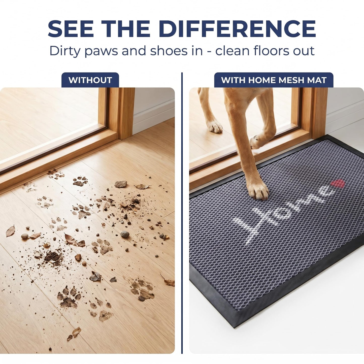 Muddy Mat® Meshy Mat™ Door Mat Heavy-Duty Quick-Dry Floor Mat, Sand & Dirt Trapper for Indoor & Outdoor, Ideal for Entrance, Mudrooms,Patios & Garages,Low-Profile,Non-Slip,Washable– Home 16"x24"x0.4"