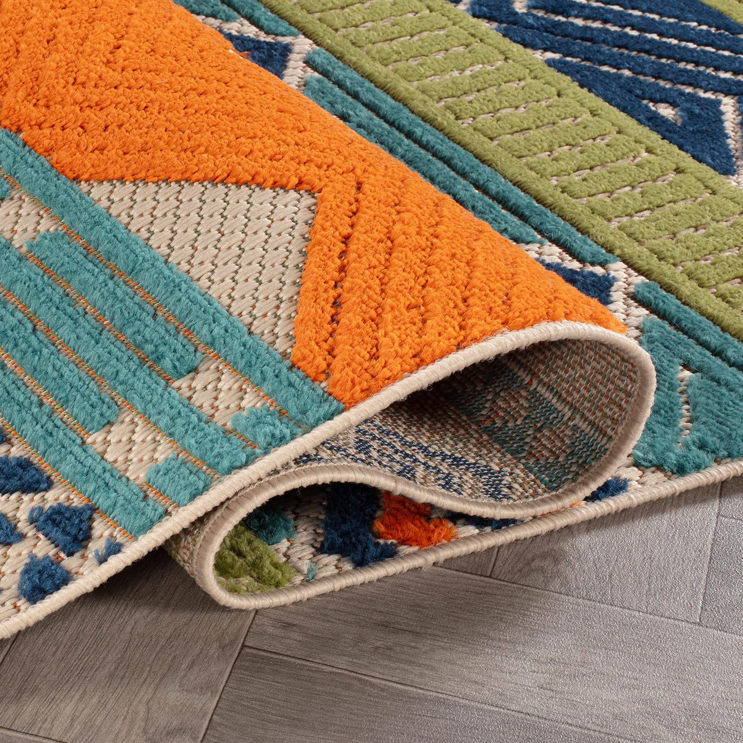 Rugshop Multi Marbella Boho Indoor/Outdoor Area Rug for Deck,Patio, Balcony and Entryway 4' x 6'