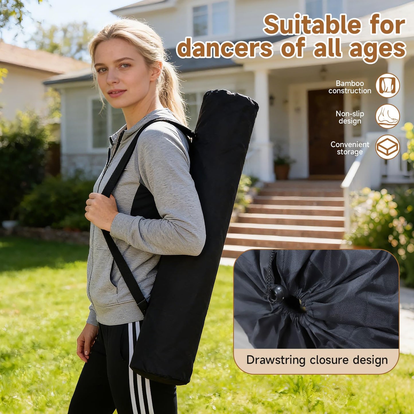 LZALMMS Tap Dance Floor for Any Surface, 48"x38.5" Bamboo Portable Non-Slip Practice Surface with Storage Bag, Noise Reduction for Home & Studio Use