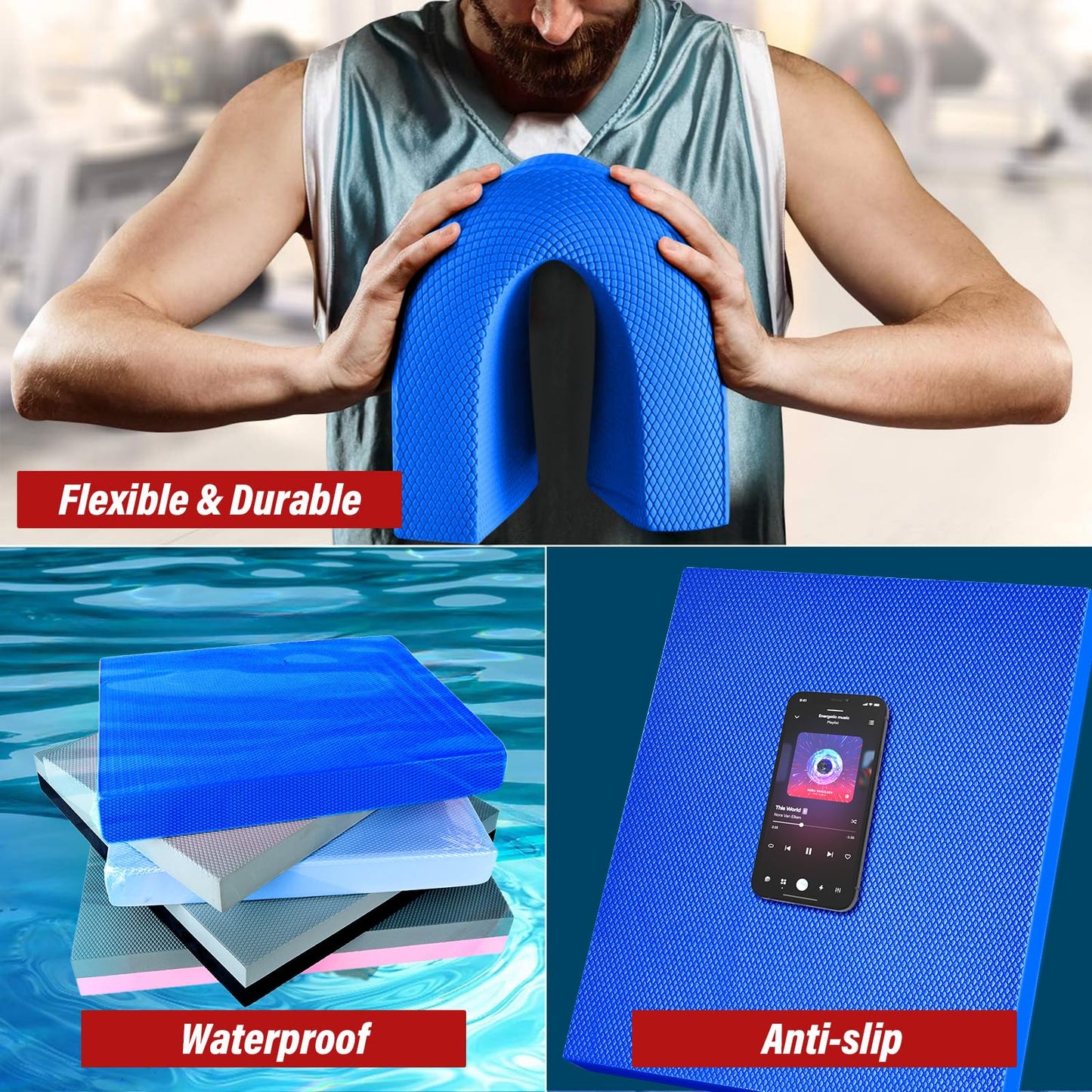 Balance Pad- Foam Balance Pad for Workout, Non-Slip & Water-Resistant Stability Trainer Mat, Soft TPE Exercise Foam Mat for Rehabilitation Stability,Physical Therapy,Fitness,Yoga (15.7" * 13" * 2")