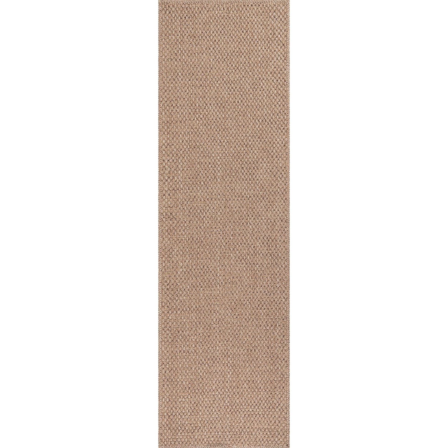 CAMILSON Indoor and Outdoor Runner Rug Natural Solid Boho Woven Design Easy-Cleaning Non Shedding Farmhouse Living Room Bedroom Garden Patio and Kitchen Washable Outside Carpet Alfombras (2x7)