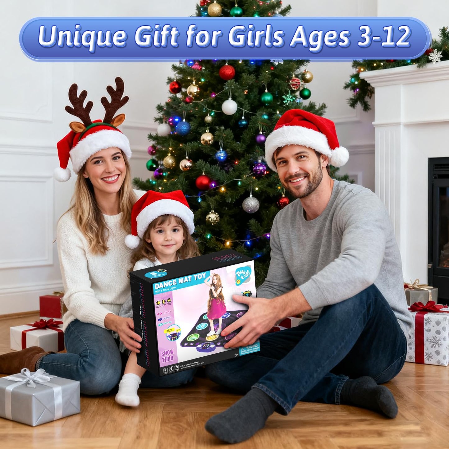 WAYKEE Dance Mat Toys for 3-12 Year Old Girls, Electronic Dance Pad with Light-up LED Wireless Bluetooth & 5 Game Modes, Christmas Birthday Toys Gifts for 3 4 5 6 7 8 9 10+ Year Old Girls