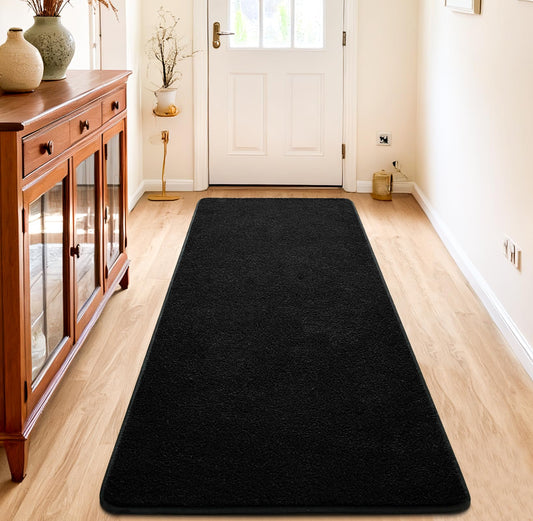 Chicrug 2x6 Minimalist Washable Runner Rugs for Bedroom Hallway, Modern Soft Memory Foam Rug for Kids Nursery, Low Plie Indoor Runner Carpet for Dorm Kitchen Bedside Living Room Decor, Black