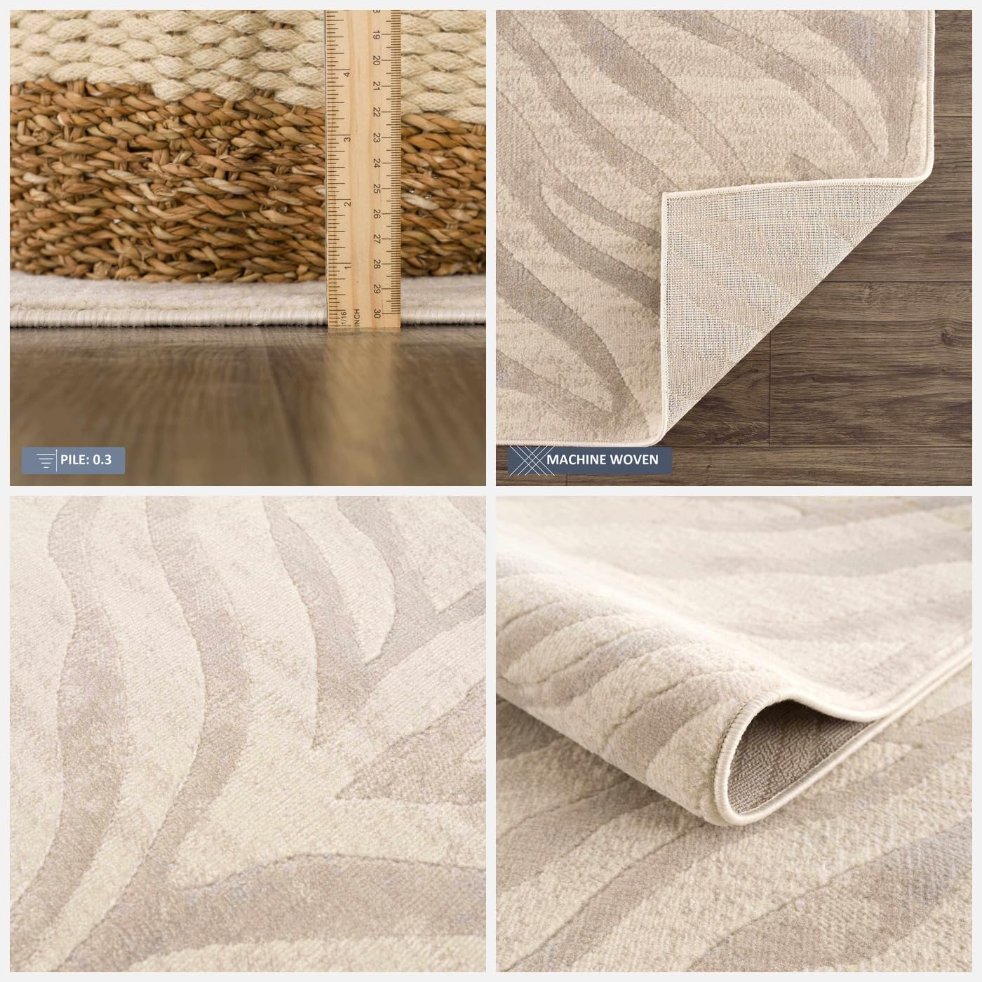 BoutiqueRugs Beige Zebra Contemporary 4x6 Area Rug Light Gray Taupe Animal Print Living Room Bedroom Dining Room Home Office Apartment 3'11" x 5'7" Stain Resistant Non-Shedding Pet Friendly