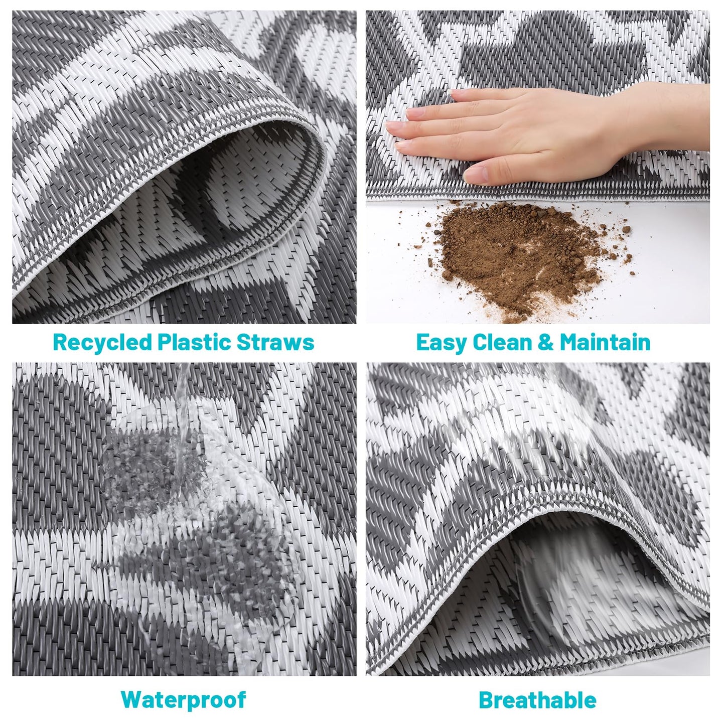 HEBE Outdoor Rug Waterproof 5x8, Plastic Straw Rug Camping Rug, Reversible Outdoor Patio Rugs RV Mat Clearance, Indoor Outside Floor Carpet for Porch,Deck,Camper,Balcony,Backyard