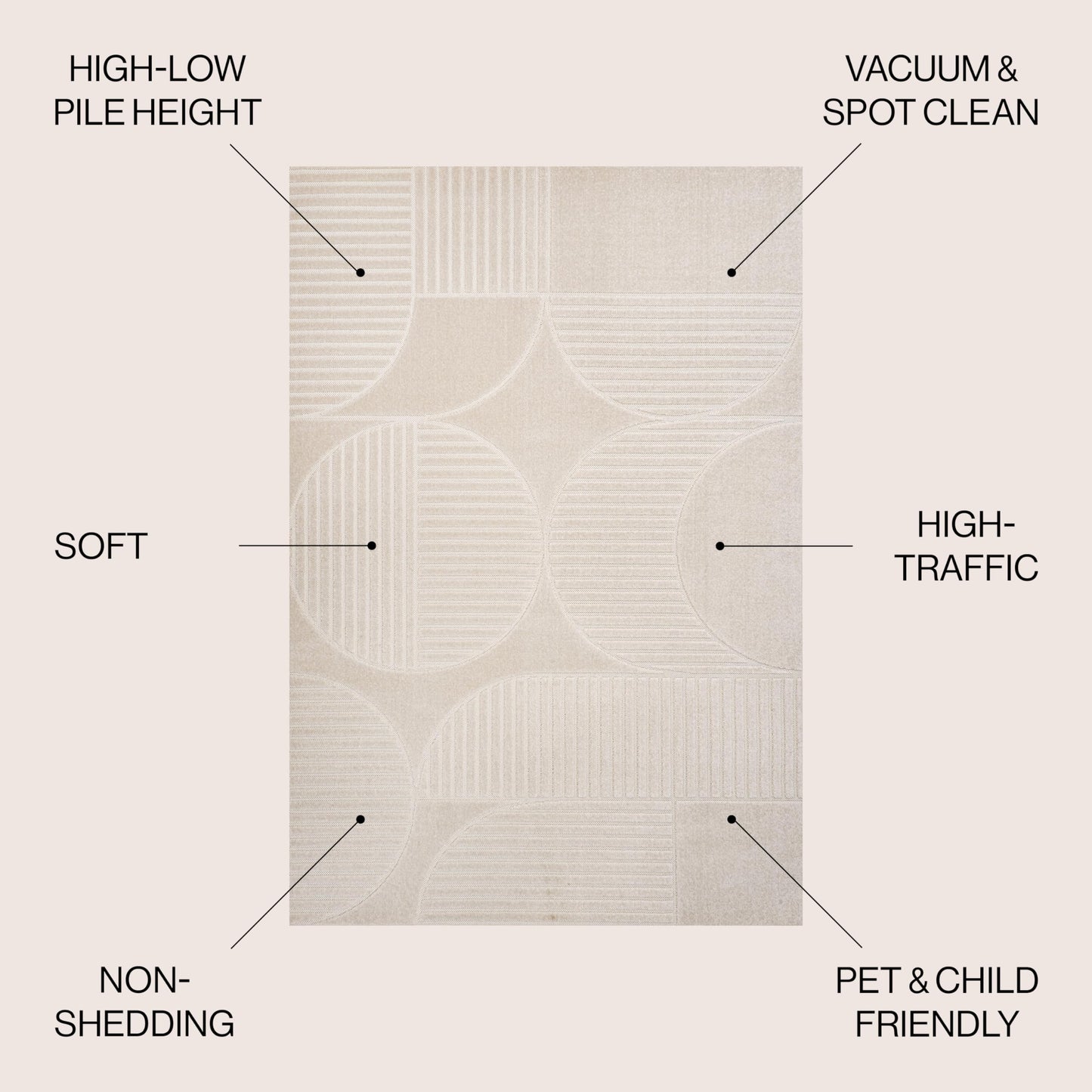 JONATHAN Y Nordby High-Low Arch Striped Ivory/Cream Indoor/Outdoor Area Rug, 8x10, Modern, Contemporary, Geometric, Bohemian, Bedroom, Kitchen, Living Room,Non Shedding (SCN104B-8)