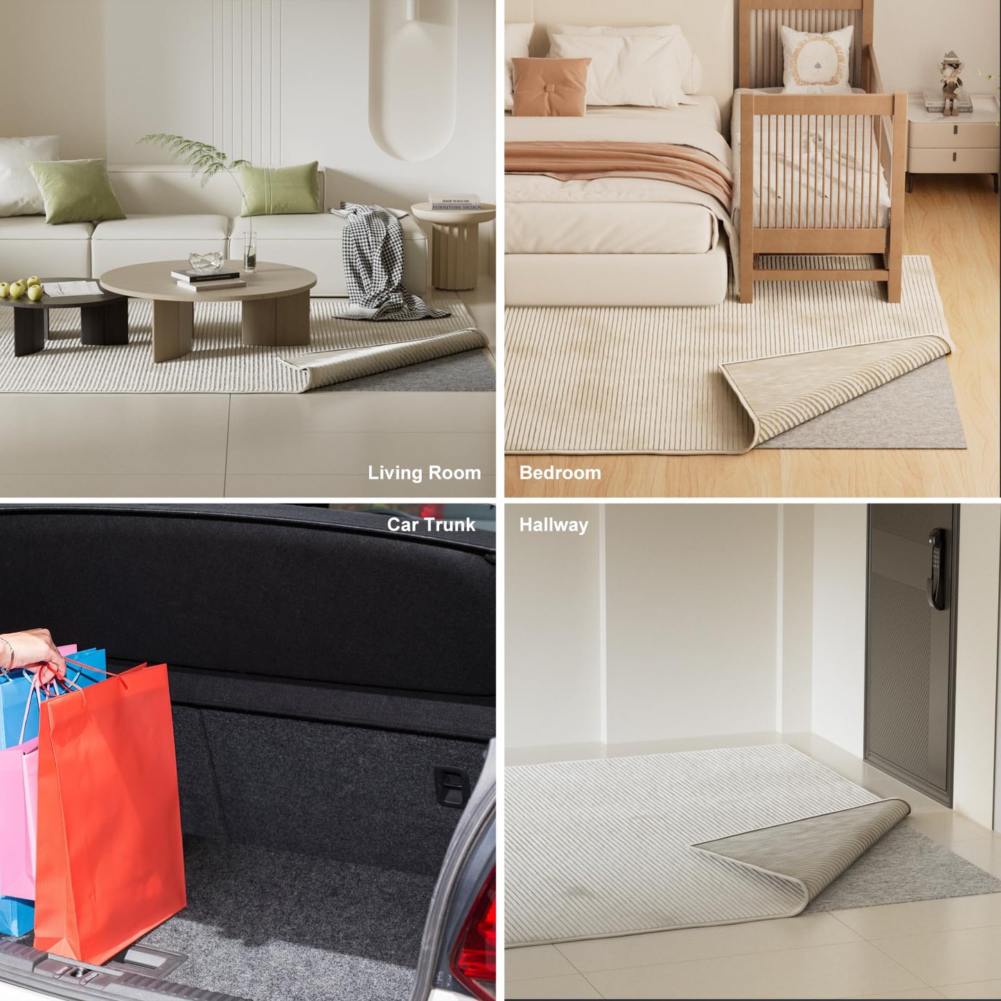 COMFYPAD Felt Rug Pad with Gripper Dots, 2x3 Ft Non-Slip Rug Underpad with PVC Backing, 1/6" Thick Cushioned Carpet Pad Gripper for Hardwood Floors, Vinyl & Tile, Under Rug Padding Floor Protection