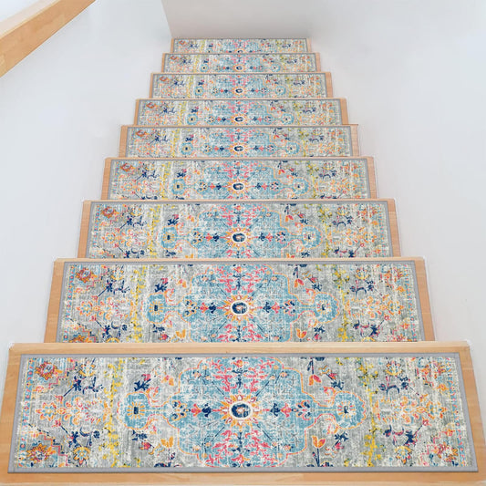 Pauwer Carpet Stair Treads for Wooden Steps Indoor 15 Pack 8" X 30" Peel and Stick Stair Treads Non Slip Staircase Step Treads Reusable Stair Runner Rugs for Dogs, Kids and Elders