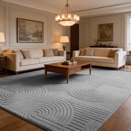SWGRT Grey 5x7 Solid Color Area Rugs – Washable Living Room Rug, Modern Geometric Non-Slip Indoor Carpet with Soft High-Low Pile, Fluffy Floor Rugs for Bedroom, Kids Room, Nursery, Home Décor