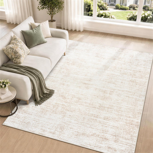 6x9 Area Rugs for Living Room Washable Rugs Neutral Abstract Large Rug Soft Modern Carpet Non-Slip Stain Resistant Low Pile Rug for Bedroom Dining Room Nursery Home Office Under Table Area Rug Beige