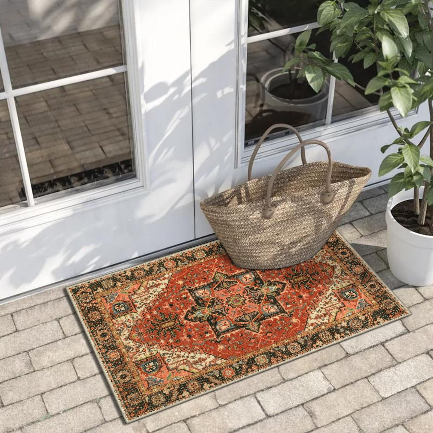 Collive Washable Indoor Door Mat, Non Slip Retro Entryway Rug 20" x 32" Doormat Quick Absorbent Entrance Rug Distressed Front Door Mat, Welcome Mats Floor Mat Doormats for Kitchen Home Patio