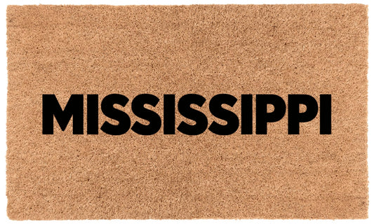 COCO MATS 'N MORE USA States Coir Doormat – Durable Natural Fiber Welcome Mat Outdoor for Every State Design, Stylish Front Door Mat, Heavy Duty Outdoor Doormat for Entryway| Mississippi| 14" X 22"