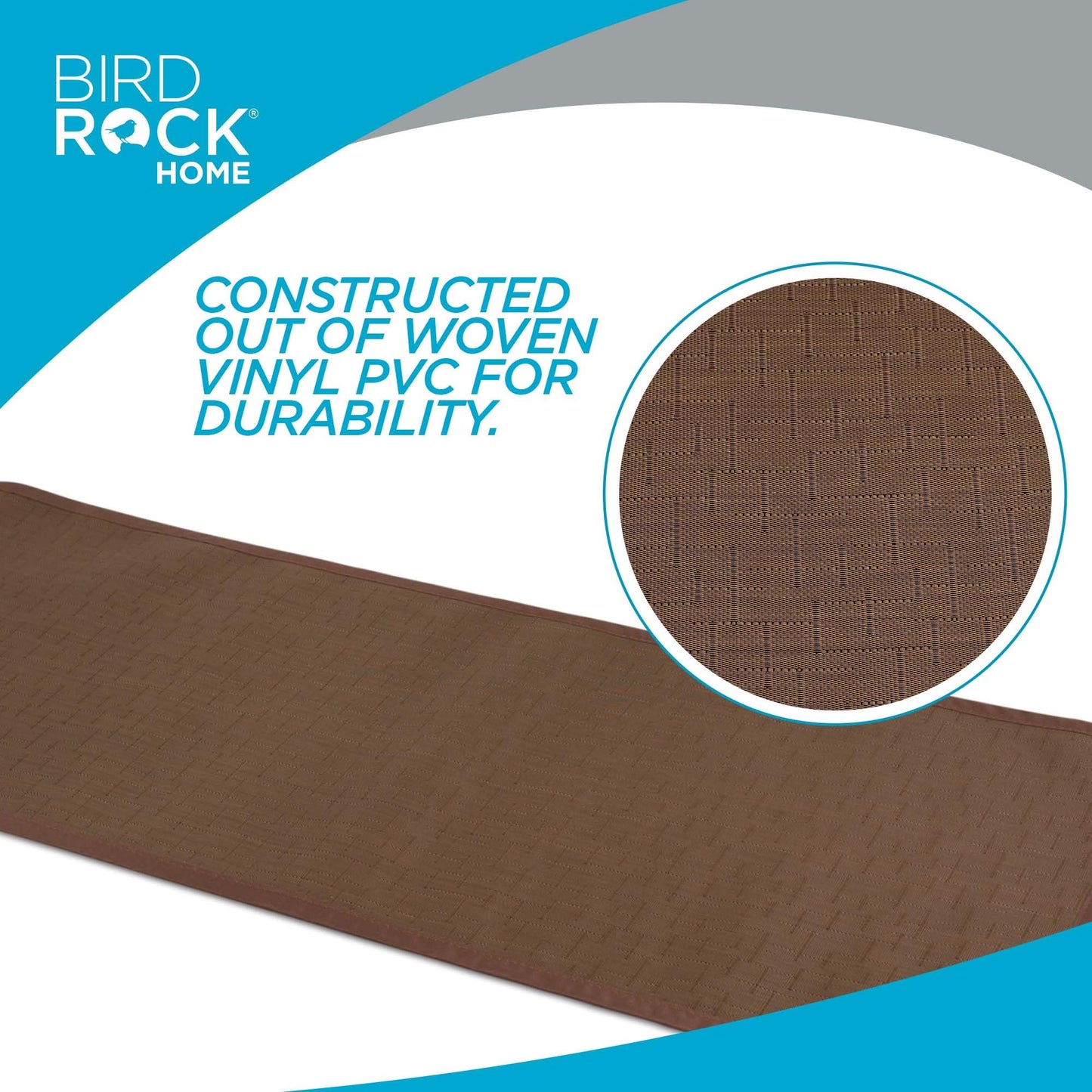BIRDROCK HOME Indoor/Outdoor Floor Runner Rug - Non-Slip Rubber Backing for Kitchen, Hallway, Living Room, Porch, Bathroom, Office - 24 x 60 Inches - Brown Rug Runner for Entryway and Dining Room