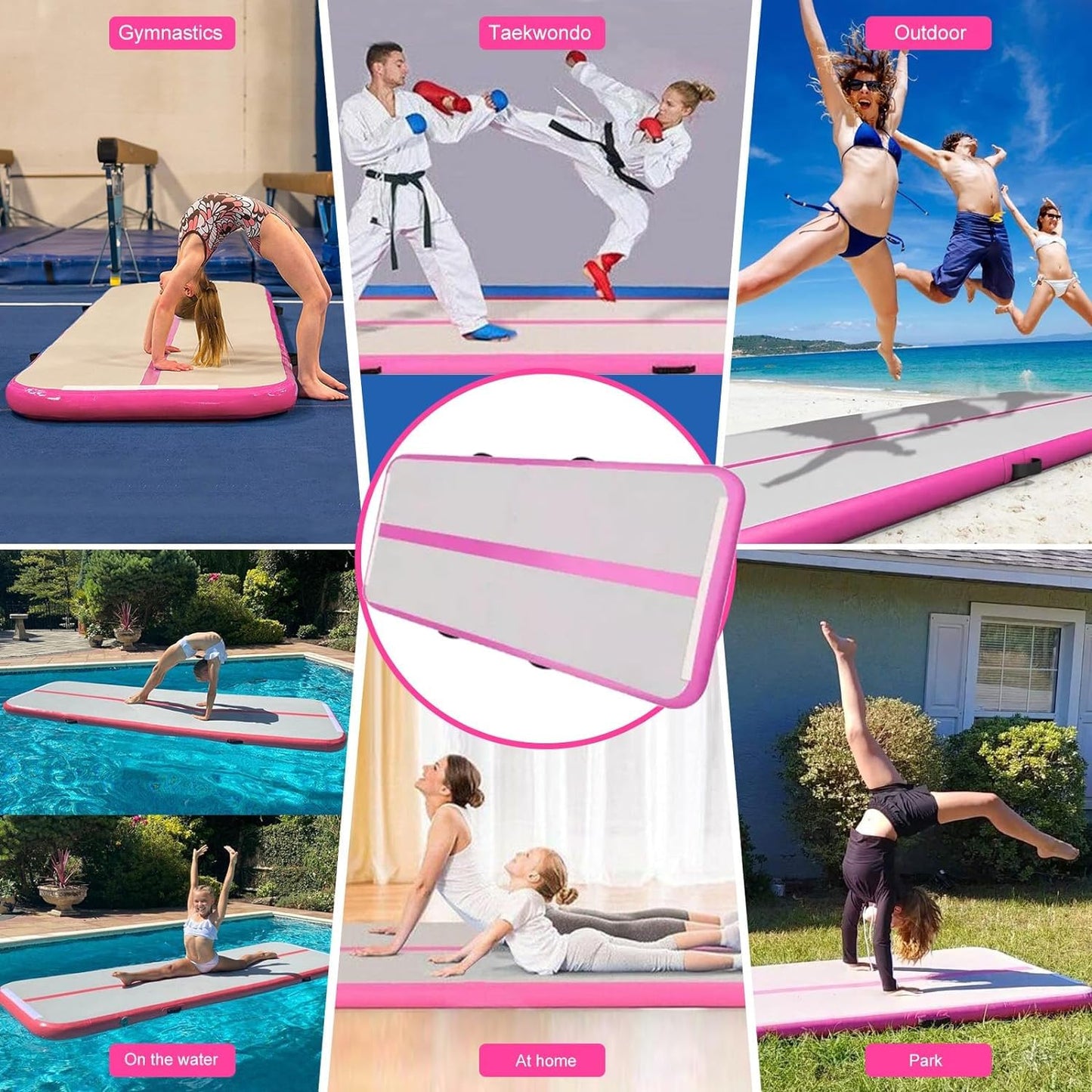 Inflatable Air Gymnastics Mat 10ft Training Mat 4 inches Thick Tumbling Track with Electric Pump for Gym/Home/Outdoor/Cheerleading/Yoga/Water