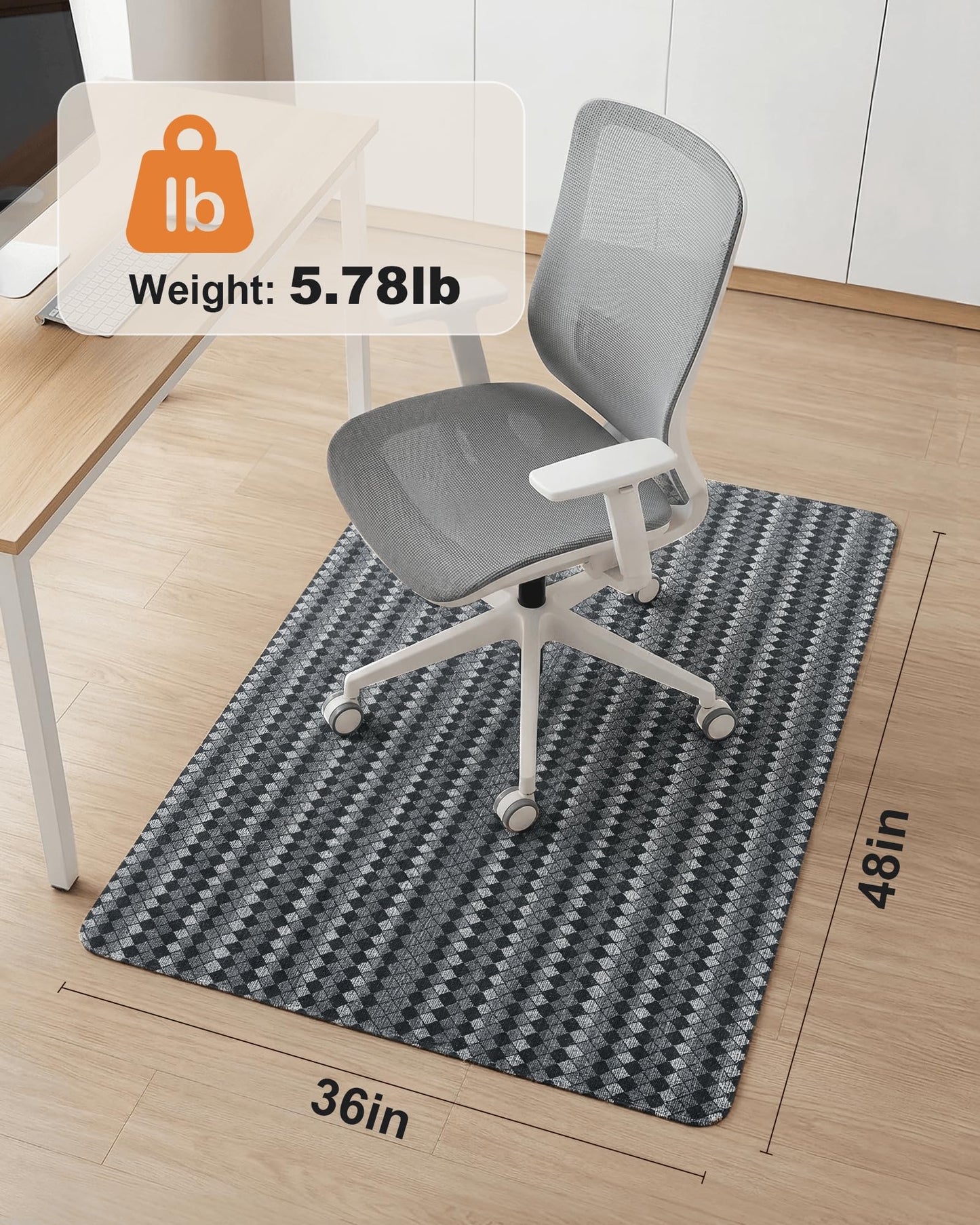 Carvapet 36x48 Office Chair Mat for Hardwood Floor - Heavy Duty Desk Floor Protector, Silent Smooth Glide Rolling Gaming Chair Mat with Skid-Resistant Backing