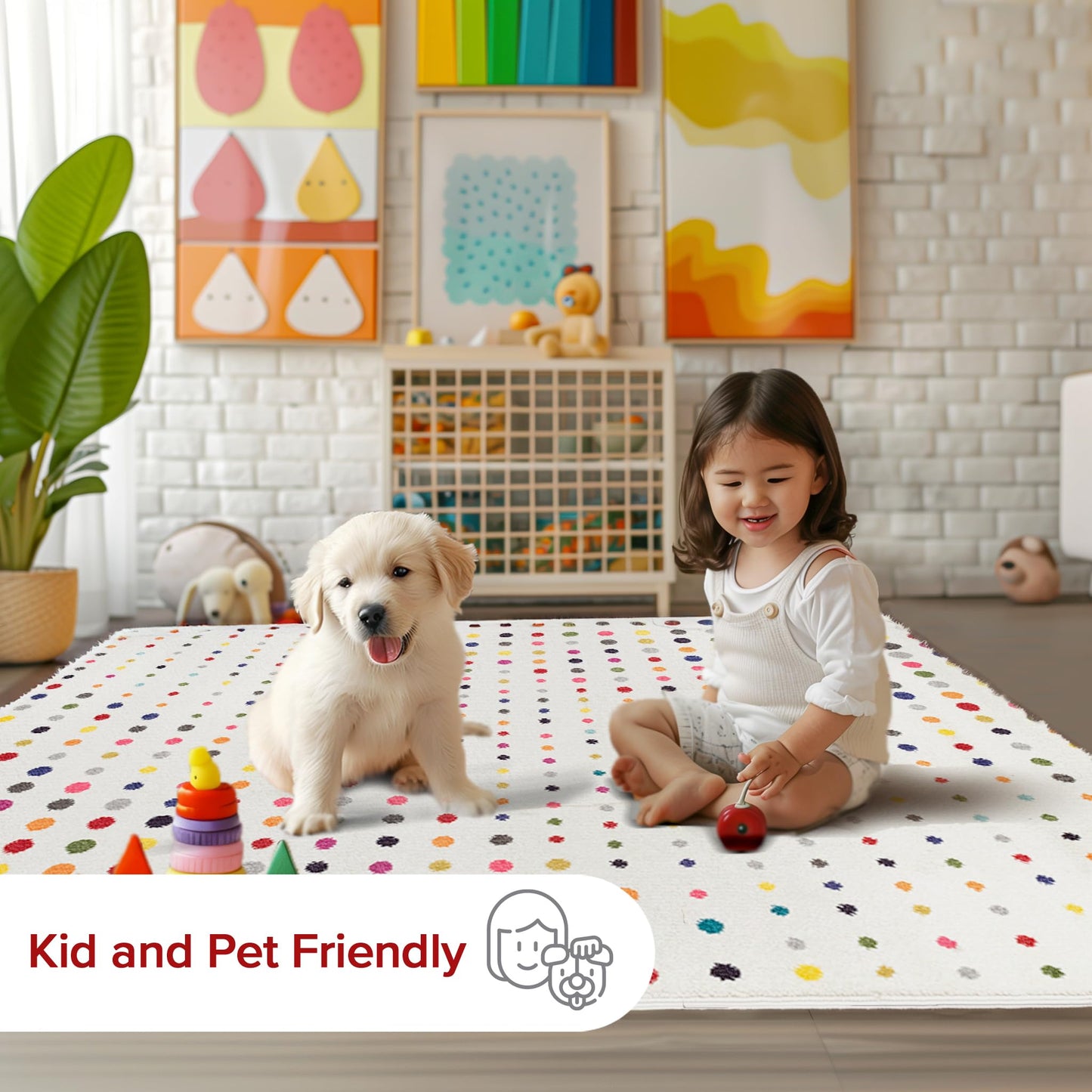 Nuloom Dorie Multicolor/Ivory, 3' x 5', Polka Dot, Soft and Cozy, High Traffic, Stain Resistant, Easy Clean, Durable Area Rug for Bedroom, Living Room, Dining Space, Den, Foyer, Entryway