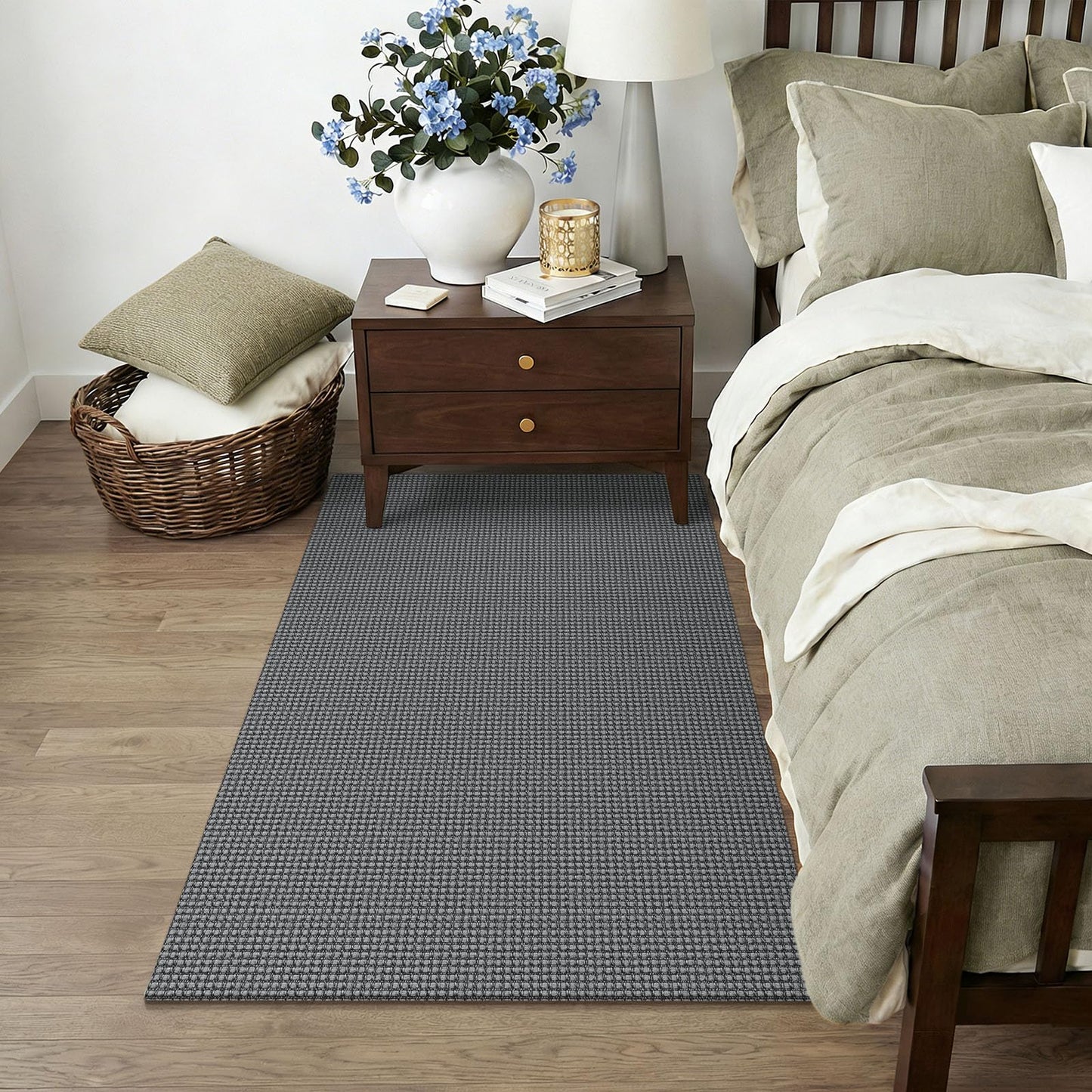 KOZYFLY Rugs for Entryway 3x5 ft Washable Area Rug Non Slip Rubber Backed Entry Rug Woven Indoor Door Mat Cotton Kitchen Rugs Floor Carpet for Entryway, Foyer, Backdoor, Grey/Dark Grey