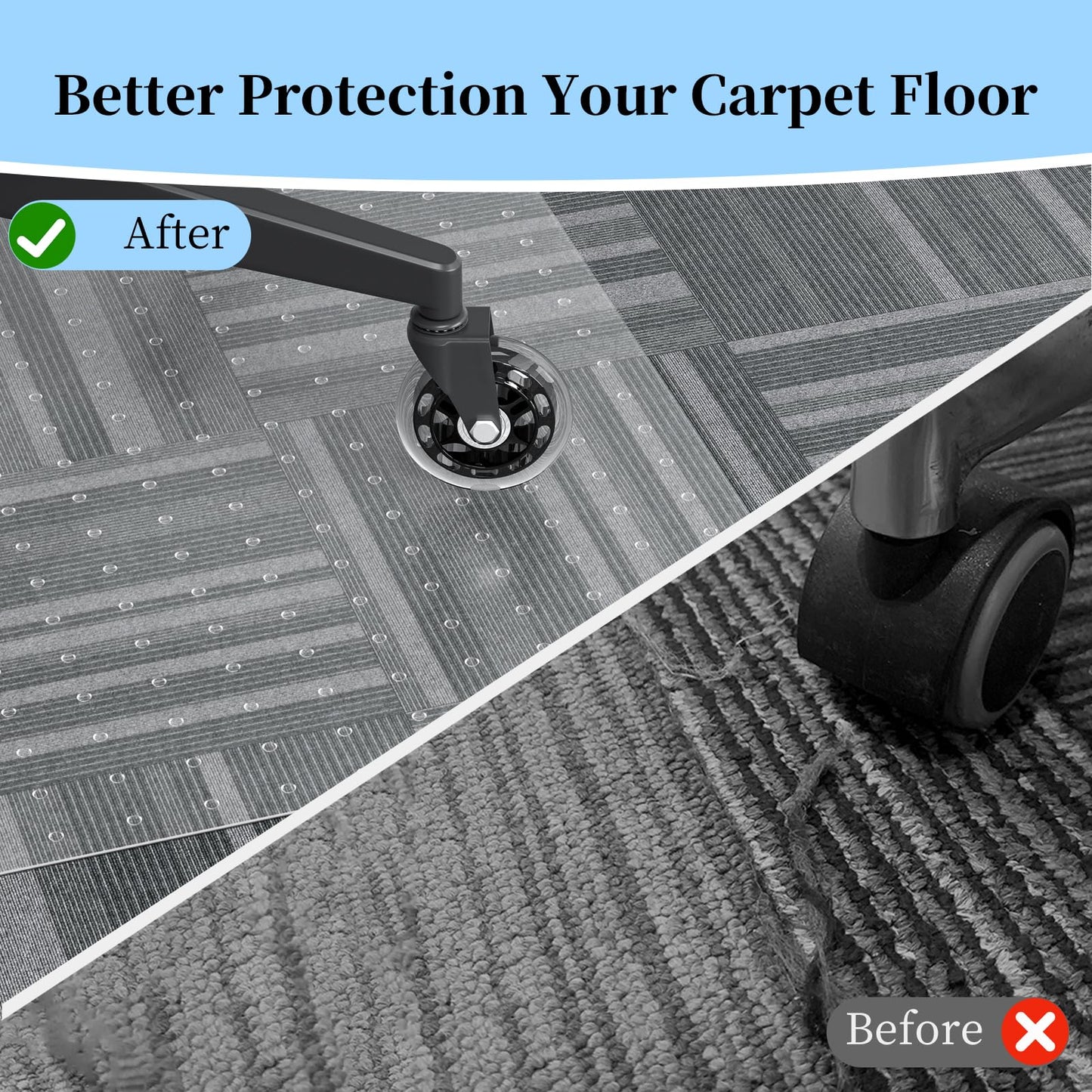 Tonaus Office Chair Mat for Carpet, 48"×36" Desk Chair Mat T-Shape Carpet Protector Mat for Office Chair, Transparent 2.2mm Thick T-Shape Floor Protection with Non-Slip Studded