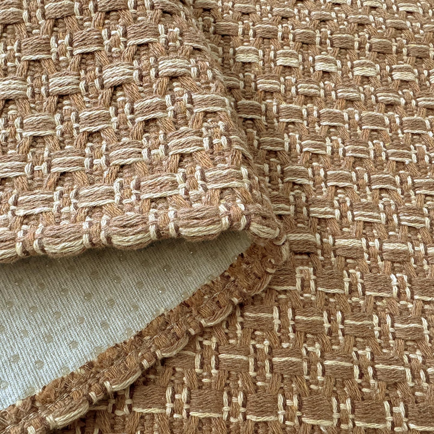 winolive 3x5 ft Rugs for Bedroom - Non-Slip Machine Washable Neutral Rug for Living Room,Faux Jute Rug,Braided Area Rug,Boho Solid Rugs for Home and Office,Very Soft,Stain-Resistan,Tan Brown