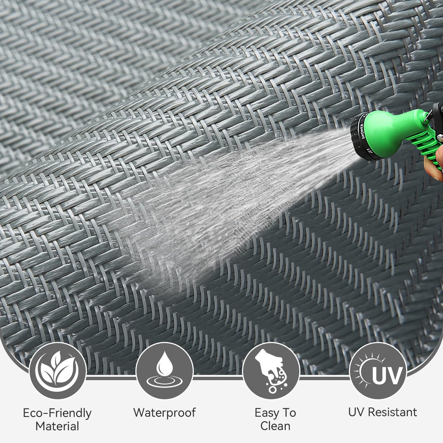 UKISS Outdoor Rug Carpet，Reversible Portable Plastic Straw Camping Rugs， 8' x 10' Waterproof Mat， Large Outdoor Area Rugs for Patio，RV, Picnic, Backyard, Deck, Balcony, Porch, Beach, Grey