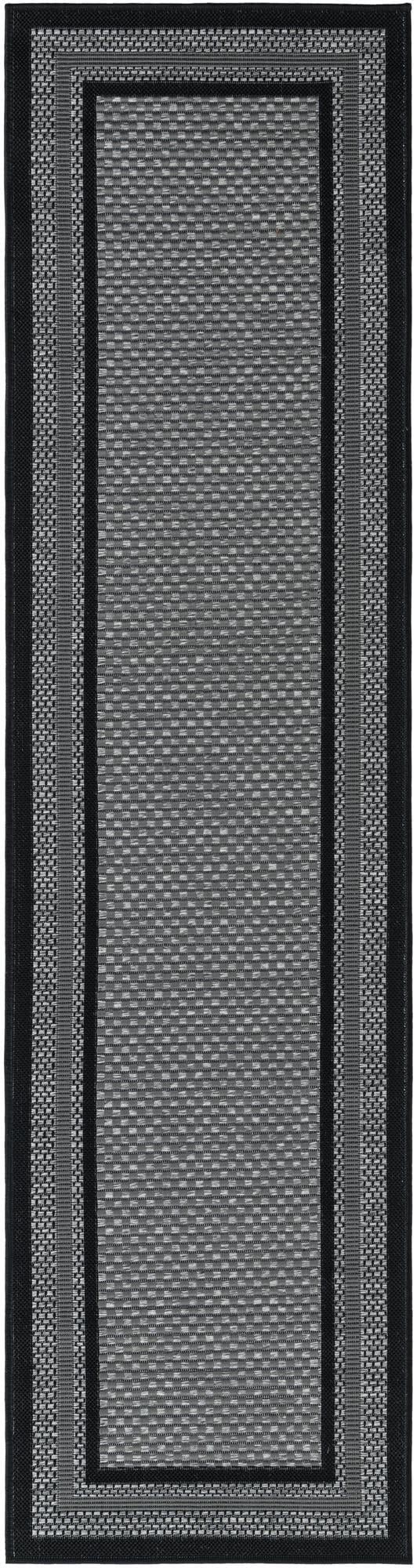 Unique Loom Outdoor Border Collection Area Rug - Multi Border (2' x 8' Runner Gray/Black)