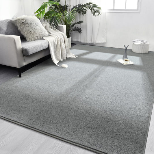 FlyDOIT Area Rugs for Bedroom Living Room, 4x6 Grey Super Soft Comfy Thickened Memory-Foam Indoor Carpets, Modern Aesthetic Minimalist Carpet for Boys Girls Adults Apartment Nursery Home Décor