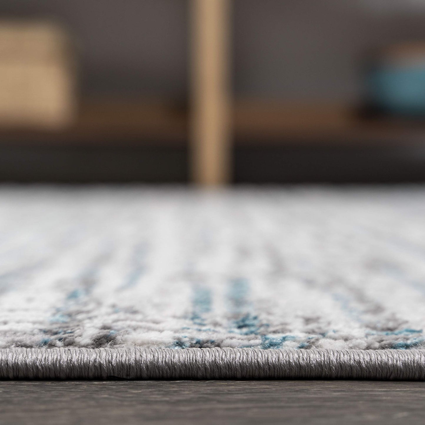 JONATHAN Y Loom Strie' Gray/Turquoise Indoor Area Rug 3X5 ft, Modern for Living Room, Bedroom, Kitchen, Office, Easy-Cleaning, High Traffic, Pet-Friendly, Non-Shedding SOR200B-3