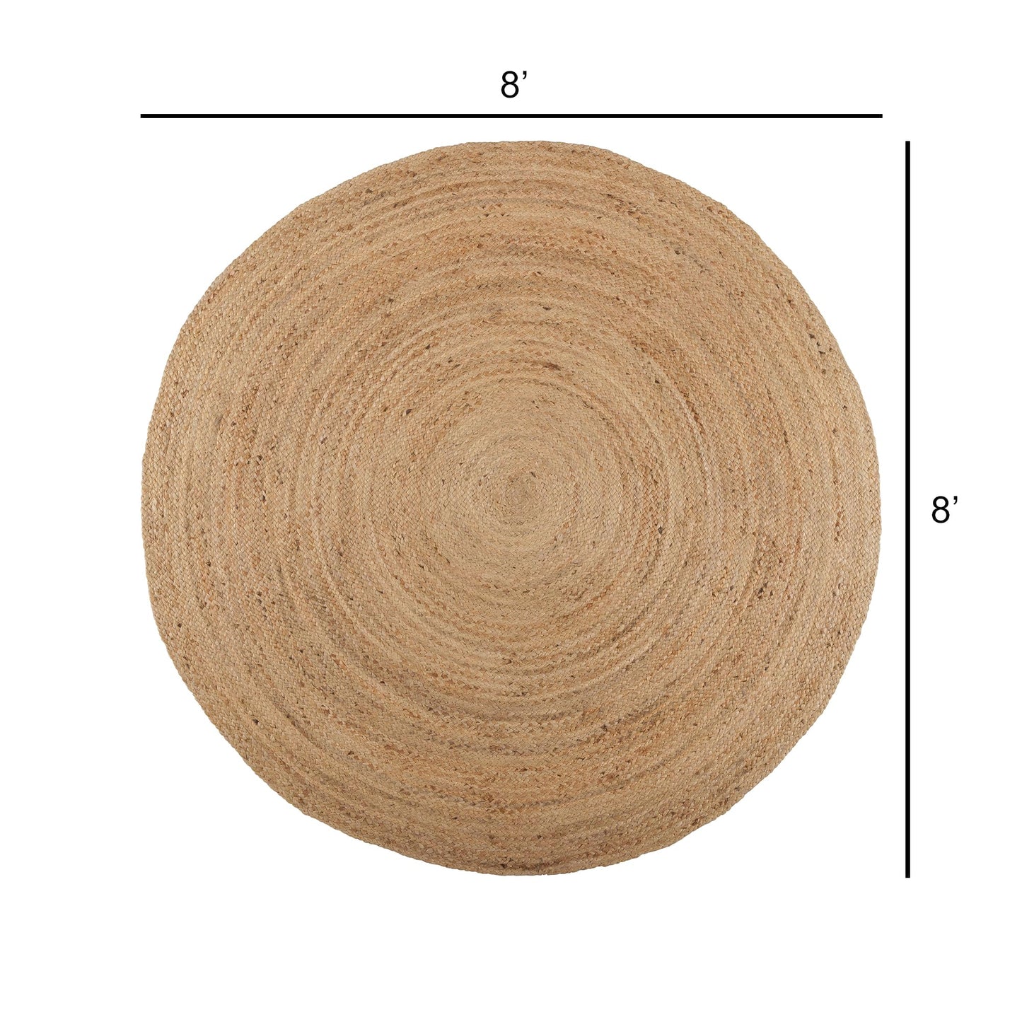 · REDEARTH · Round Area Rug - Hand Woven Braided 100% Natural Jute - Artisan Made Reversible Boho Jute Rugs for Bedroom - Kitchen - Living Room - Farmhouse - Aesthetic Home Decor (8' Feet - Natural)