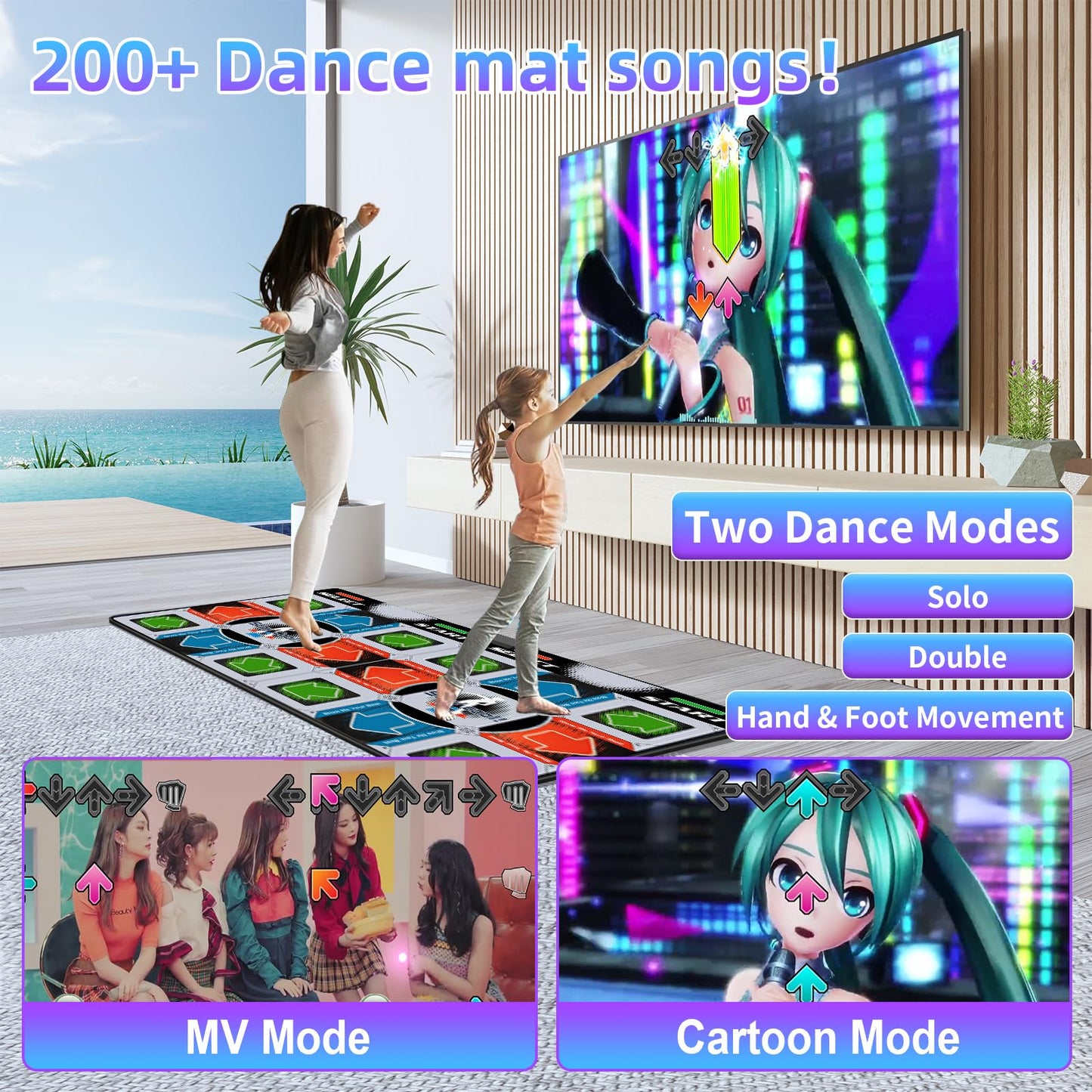 Damcoola TV Dance Mat Games - Wireless Music Electronic Dance Mat Fun Dance Fitness Games for Kids, Christmas and Boys and Girls Birthday Gift Ideas, Silver Gray