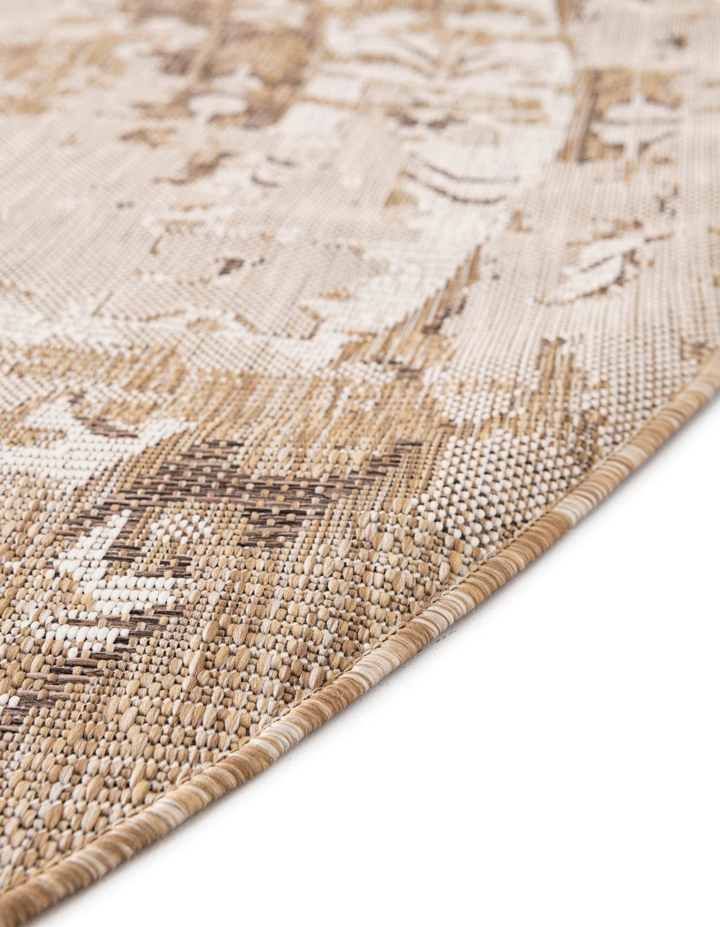 Rugs.com - Outdoor Traditional Rug – 13 Ft Round Natural Indoor/Outdoor Rug – Weather Resistant Flatweave for Patios, Decks, and Porches