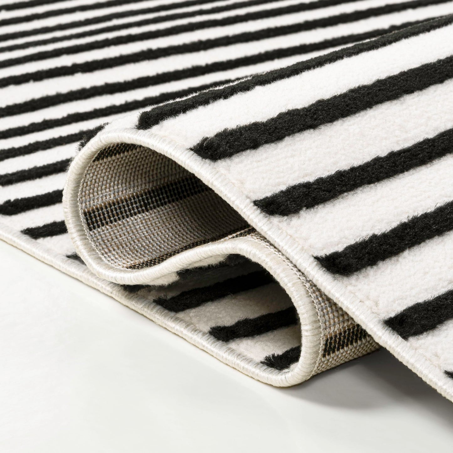 JONATHAN Y High-Low Arch Stripe Two-Tone Black/White 2x8 Indoor Runner Rug, Anders MidCentury Modern, Non-Shedding, Stain Resistant for Bedroom, Living Room, Kitchen (SCN107D-28)