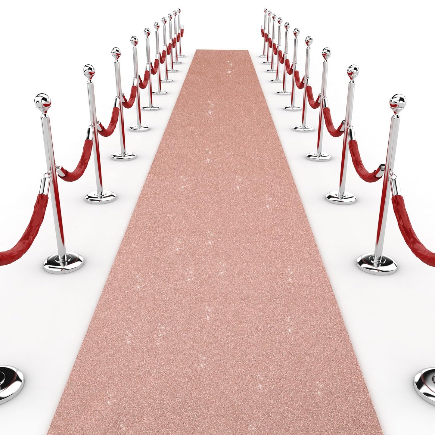 Shihanee Sequin Aisle Runner for Wedding Glitter Rug with Carpet Tape Sparkly Prom Outdoor Floor Birthday Carpet Runner for Ceremony Event Graduation Party(2 x 15 ft,Rose Gold)