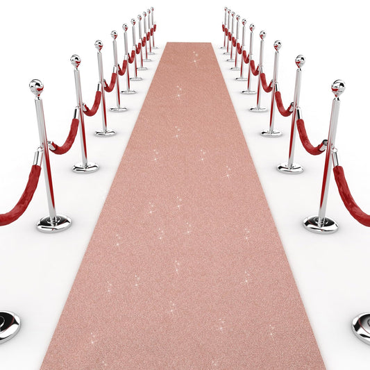 Shihanee Sequin Aisle Runner for Wedding Glitter Rug with Carpet Tape Sparkly Prom Outdoor Floor Birthday Carpet Runner for Ceremony Event Graduation Party(2 x 15 ft,Rose Gold)