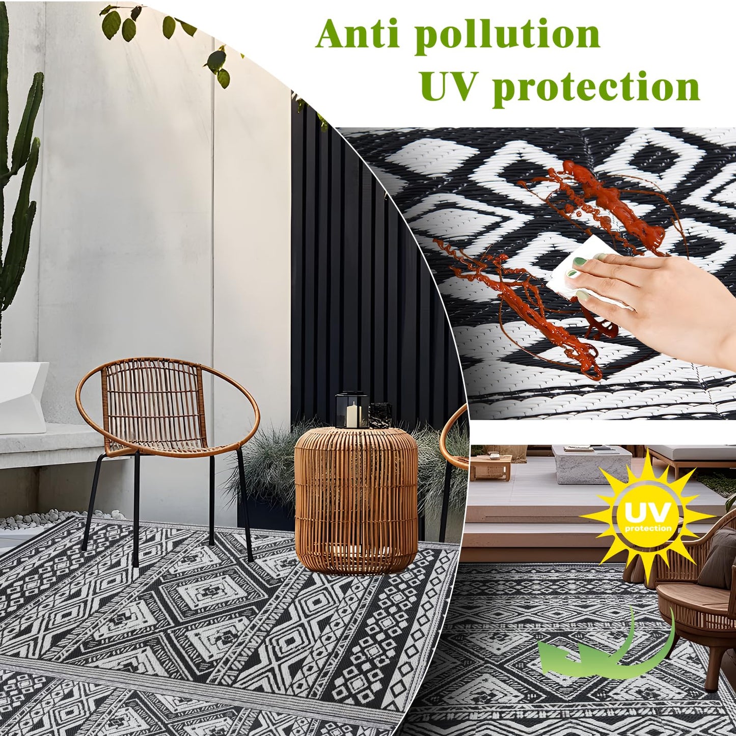 YONILE Outdoor Rug 5x8 ft Waterproof, Reversible Outdoor Plastic Straw Rug for Patios Clearance, Outdoor Area Rug Carpet RV Mat for Camping Backyard Deck Porch