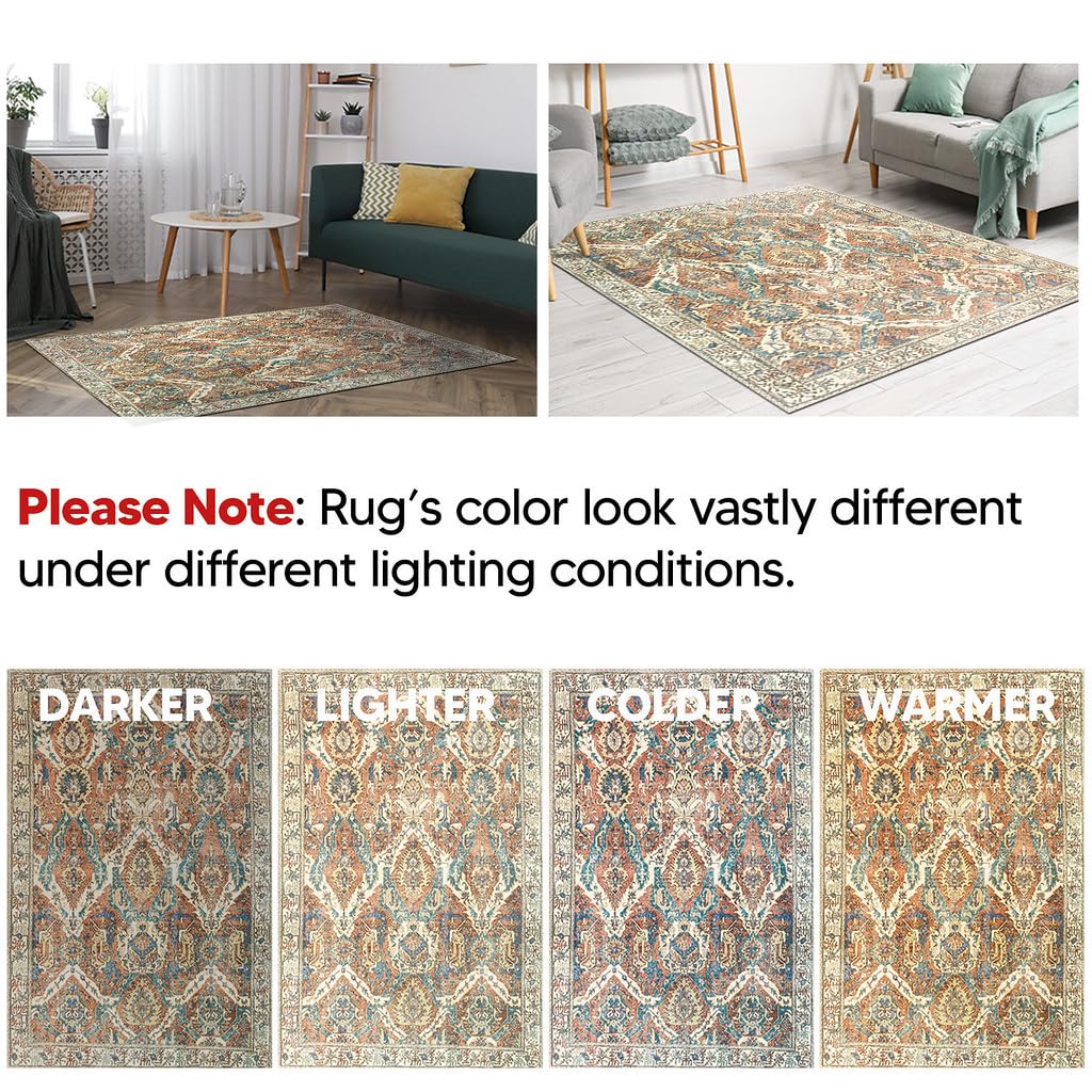 Keen Home Design 30"x84" Rug - Machine Washable Runner Rug with Non-Slip Backing, Ideal for Hallway, Entryway, Kitchen, Laundry Room - Vintage, Easy Clean, Durable, Low Pile Rug - (2'6" x 7')