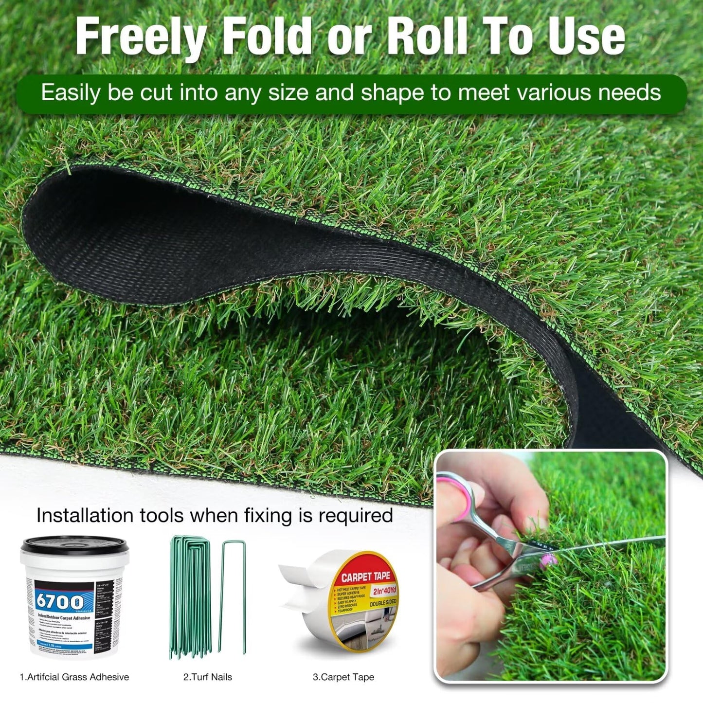 XLX TURF 2FT X 6FT Artificial Turf Runner Rug Indoor Outdoor - Realistic Narrow Fake Grass Carpet Patio Balcony Floor Covering - Pets Friendly & Drainage Dog Grass Pad