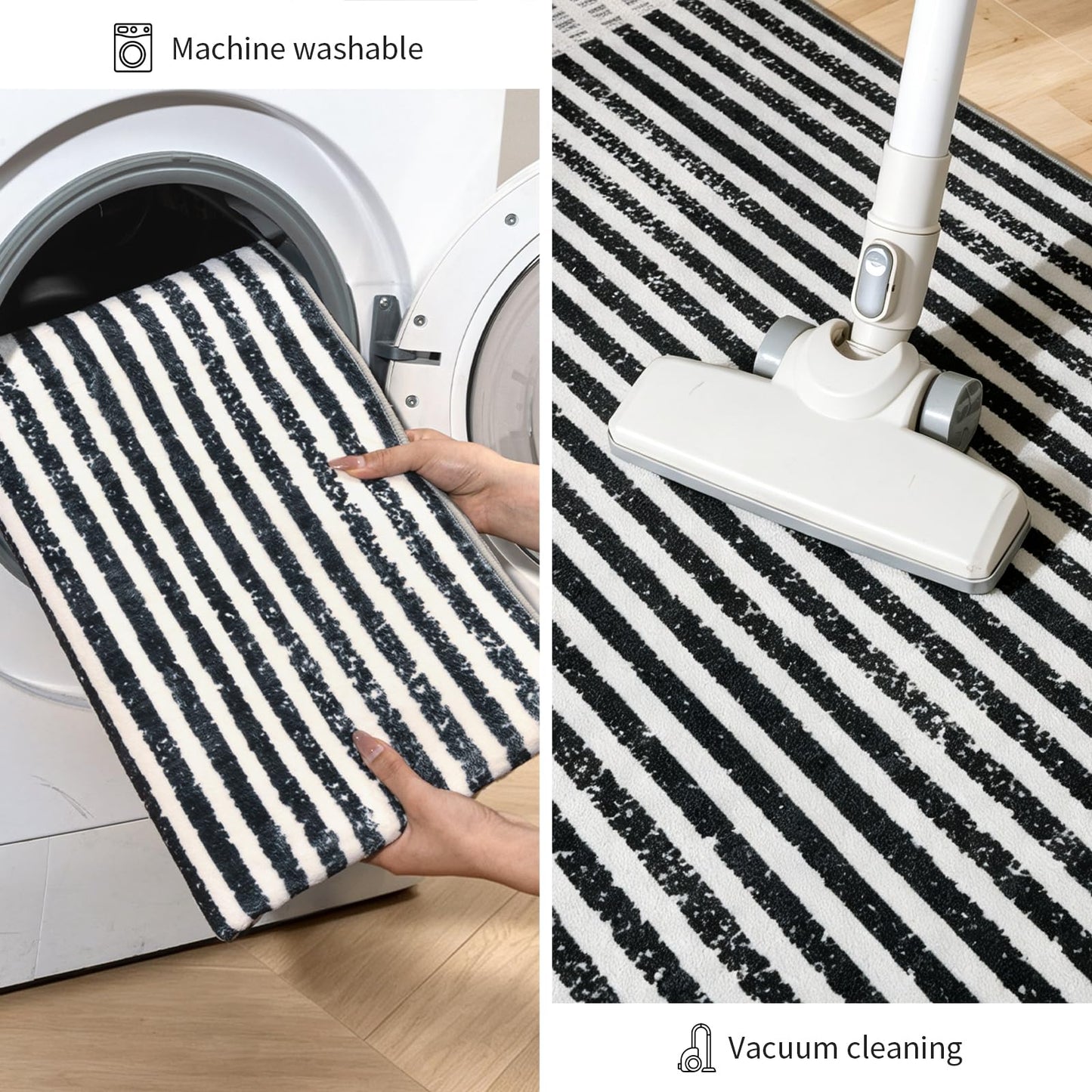 Washable 2x3 Modern Striped Area Rug, Abstract Small Throw Rug for Entryway