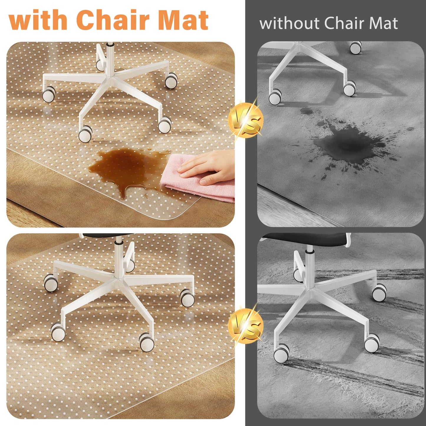 Office Chair Mat for Carpet, 48" x 60" Clear Desk Chair Mat with Lip, Heavy Duty Plastic Floor Protector for Low Pile Carpet, Smooth Easy Glide Under Desk for Office or Home