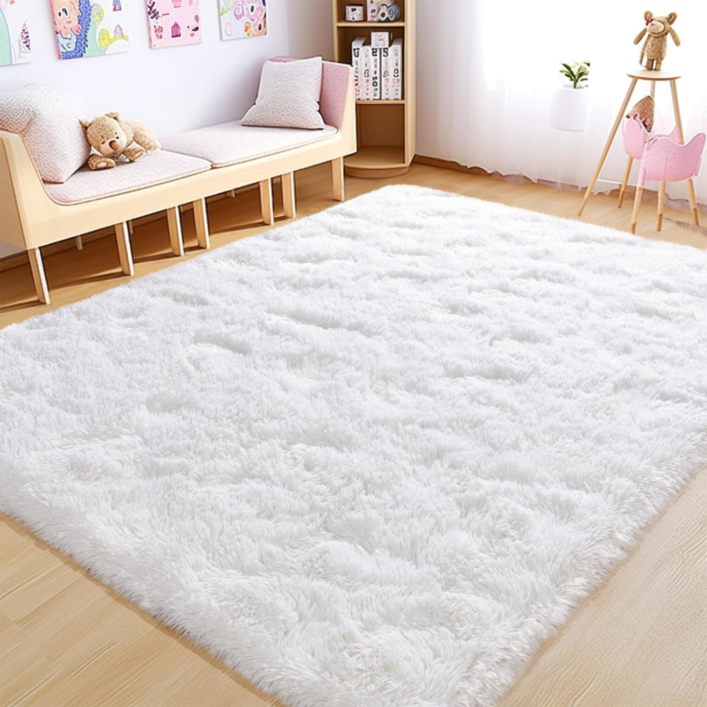 Awaytail 8x10 Carpet Fluffy Rug for Living Room - Large Nursery Thicked Fuzzy Plush Rug for Bedroom 8x10 Area Rugs White