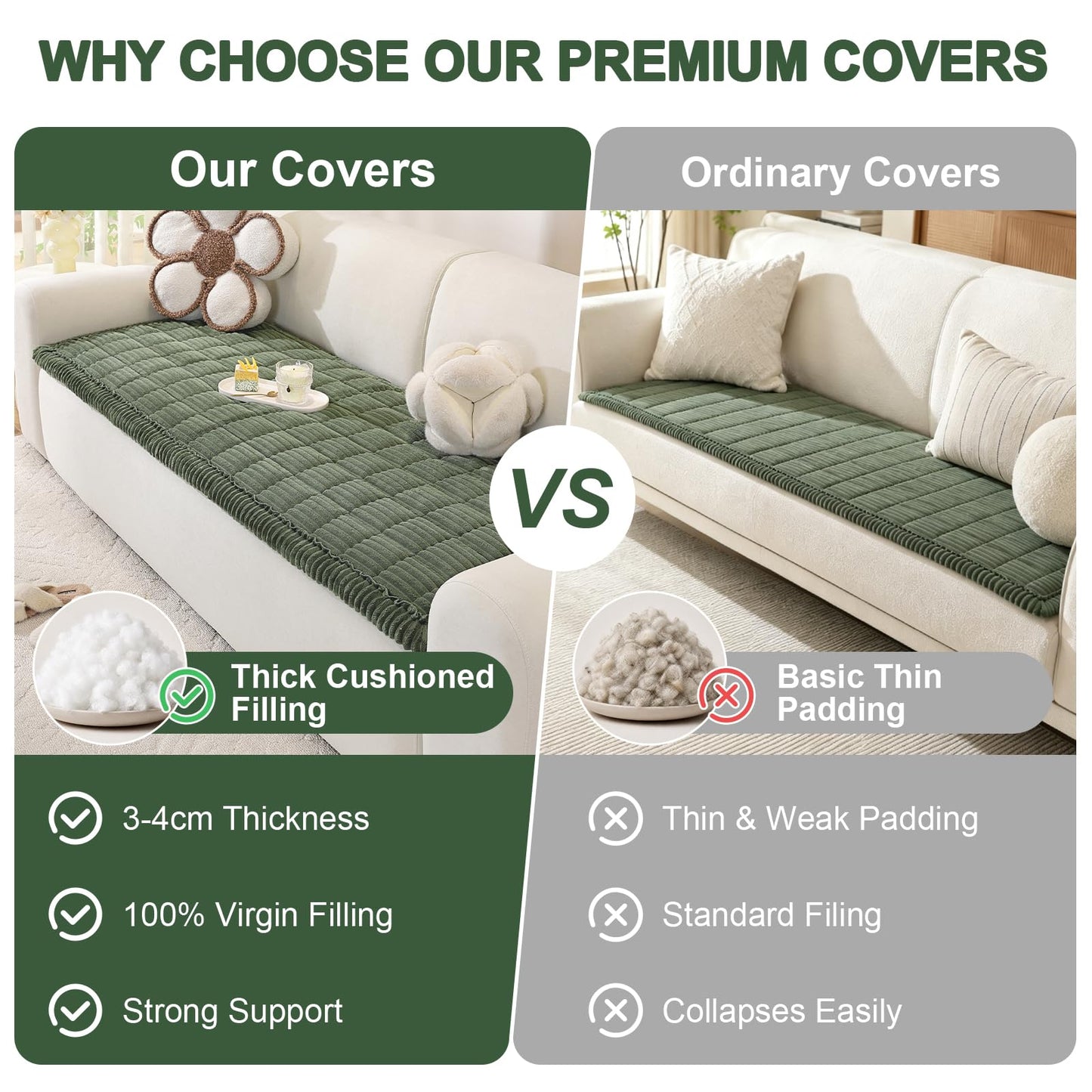 OstepDecor Couch Cover for Dogs, Washable Non Slip Sofa Cover for Pets, Soft Couch Covers for Sofa, Loveseat and Sectional, Furniture Protector Against Pet Hair & Scratches (27.6" x 27.6", Moss Green)