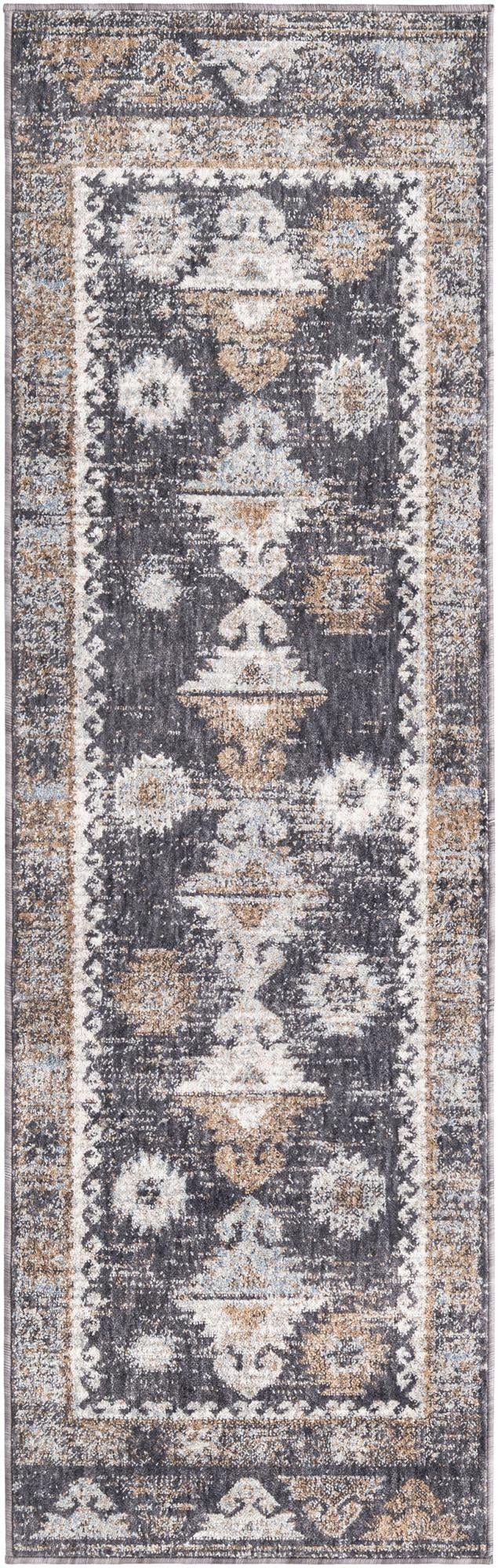 Unique Loom Eco Southwestern Collection Area Rug - Springdale (Runner 2' 0" x 6' 0", Charcoal Gray/Ivory)