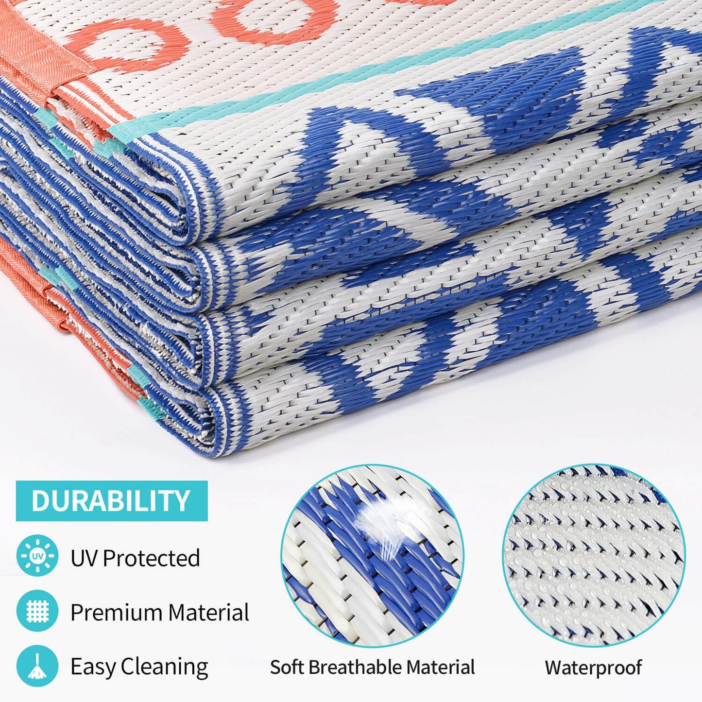 Outdoor Rugs Patio Camping Waterproof - 8x10 Plastic Straw Patio Rug Portable for Campers, Outside RVs Mat, Outdoor Area Carpet for Patios Clearance, Backyard Porch, Balcony, Picnic