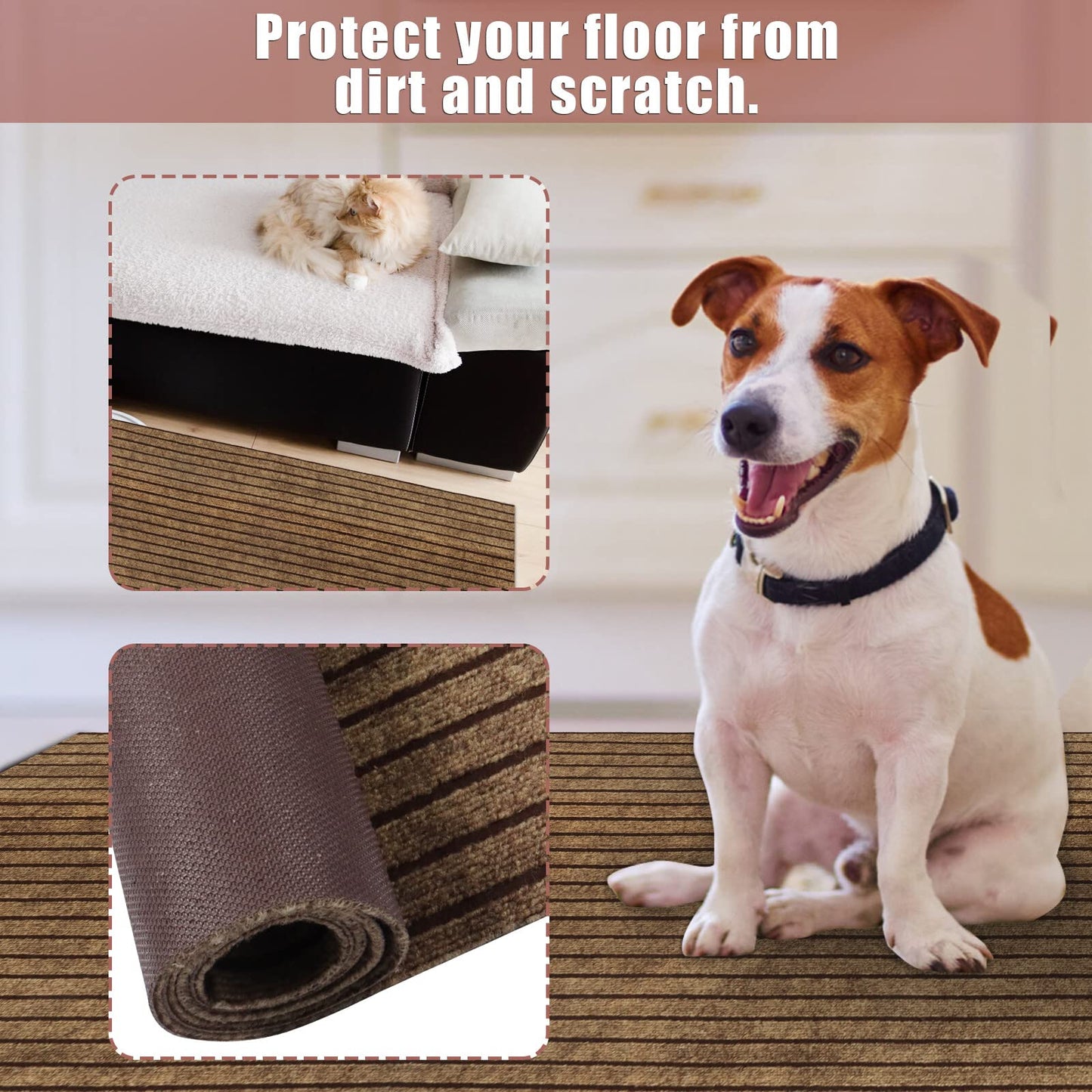Runner Rug 2 ft x 6 ft Indoor/Outdoor Low Profile, Hallway, Kitchen, Patio, Deck Area, RV, Entryway, Garage, with Non-Slip Rubber Backing, Brown with Brown Stripe, Custom